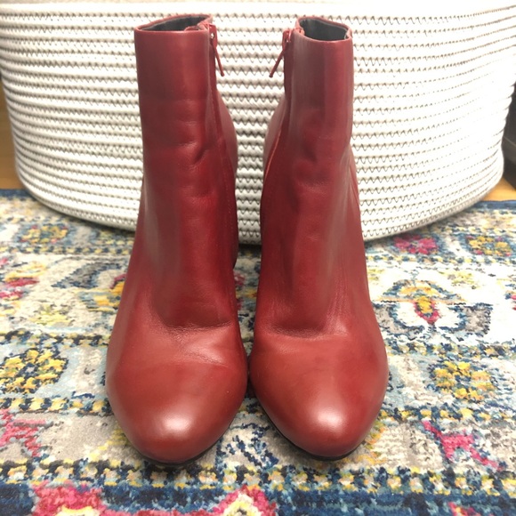 maroon leather booties